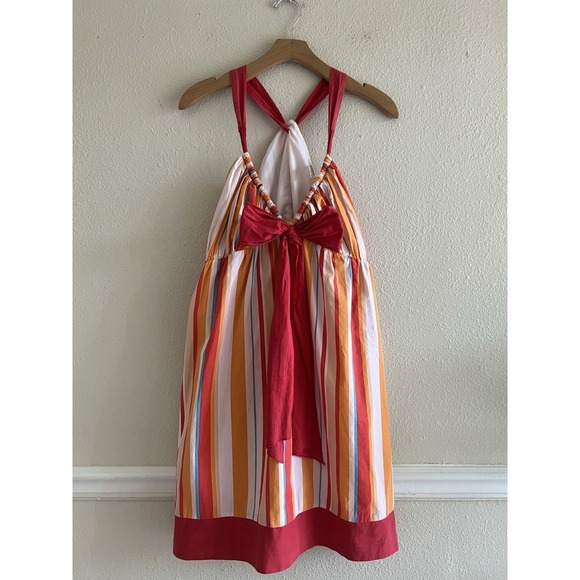Vintage Johnny Martin Y2K Multicolor Striped Babydoll Dress Size 9 Jr. Hippie - Picture 2 of 12